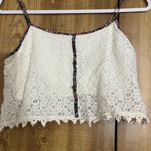 Large lace crop tank top